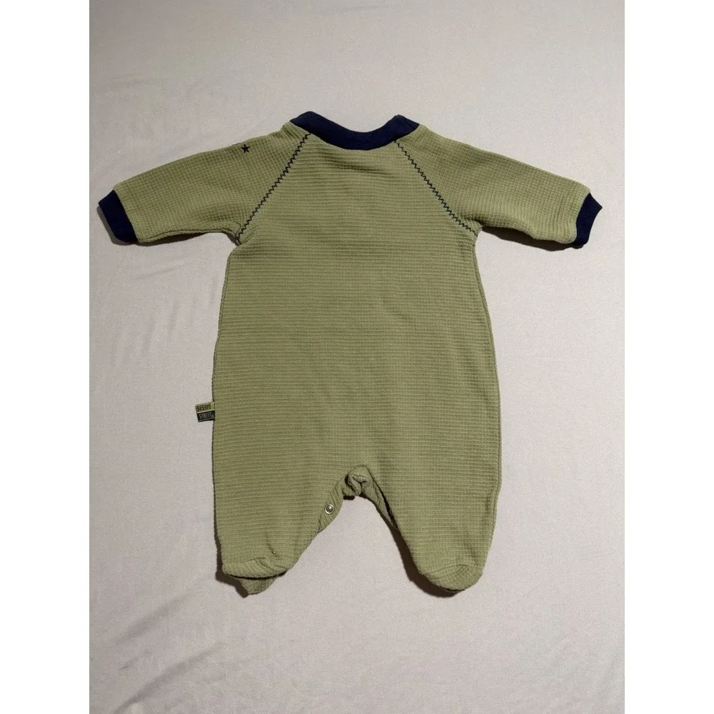 sesame street 'team teddy' bear, green blue baby‎ one piece, 0-3 months